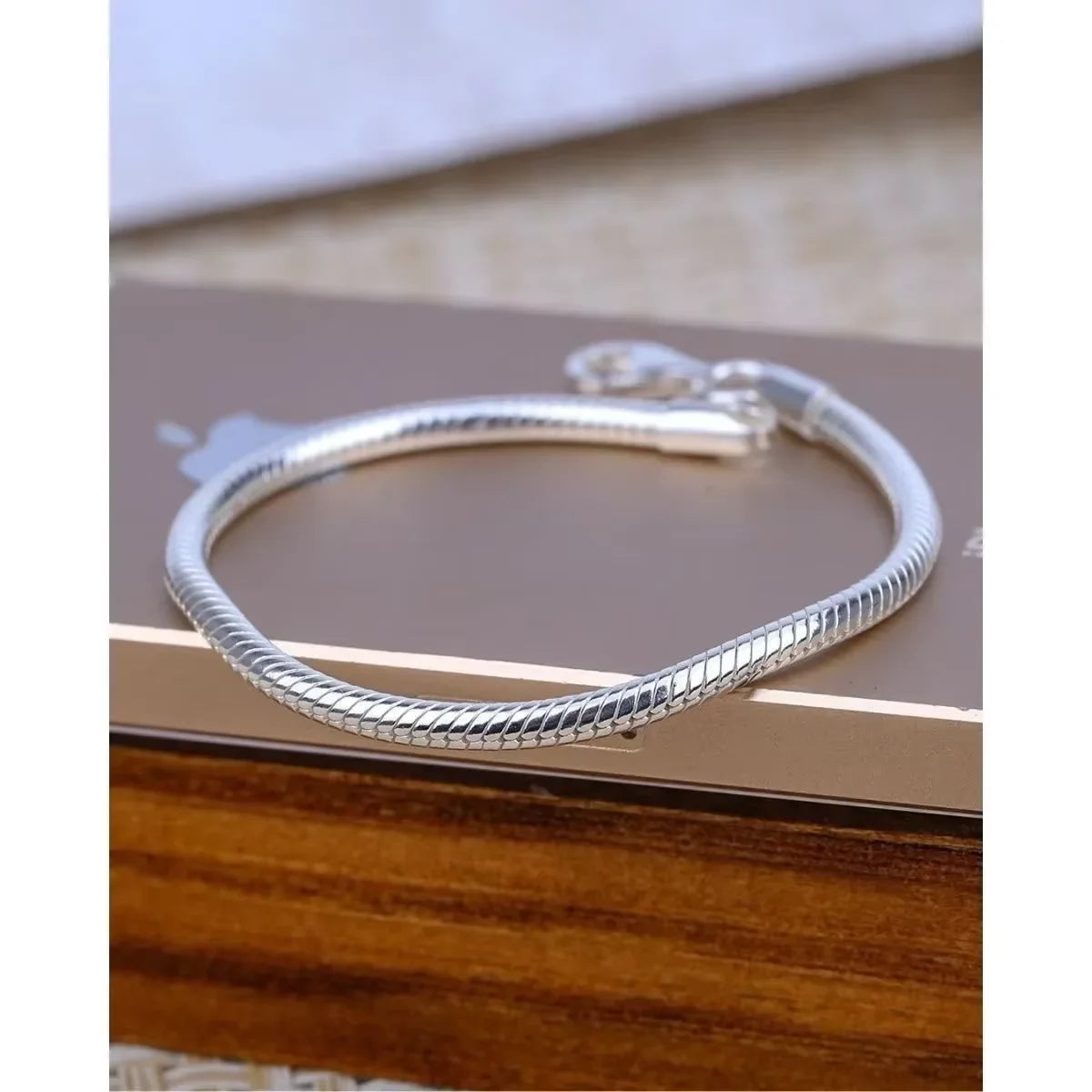 925 Sterling Silver Couple 3/4mm Snake Chain Bracelet Women Luxury Dinner Party Bracelet Jewelry Gift