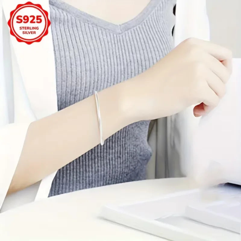 925 Sterling Silver Couple 3/4mm Snake Chain Bracelet Women Luxury Dinner Party Bracelet Jewelry Gift